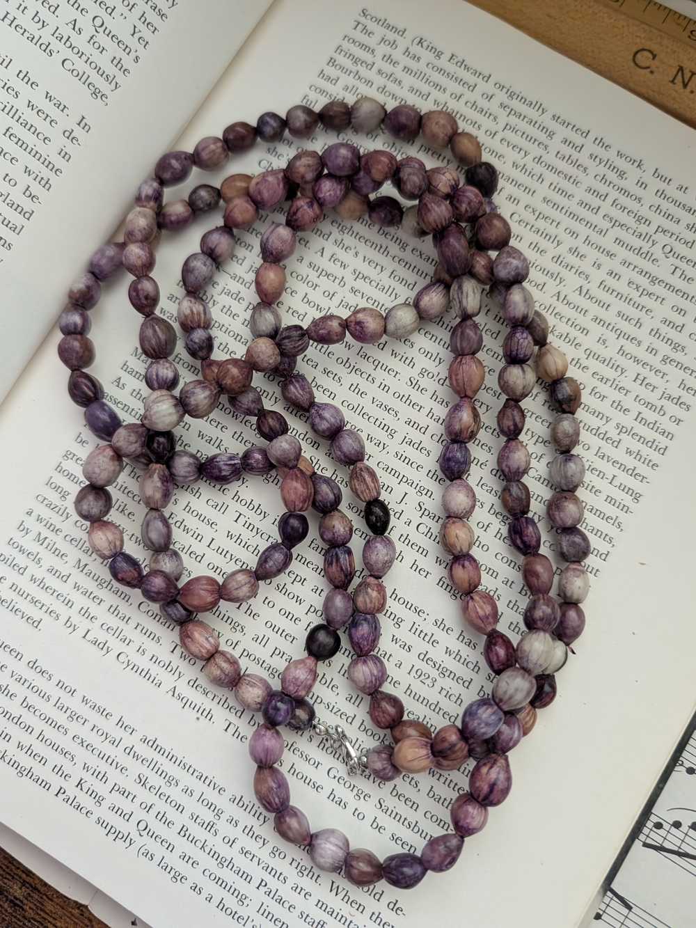 Handcrafted Purple Beaded Necklace and Bracelet Set